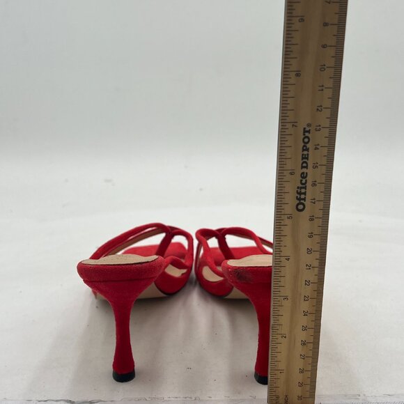 YDN Red Square Open Toe Sandal Slides Stiletto Heel Flip Flops Party Slippers - Picture 5 of 8